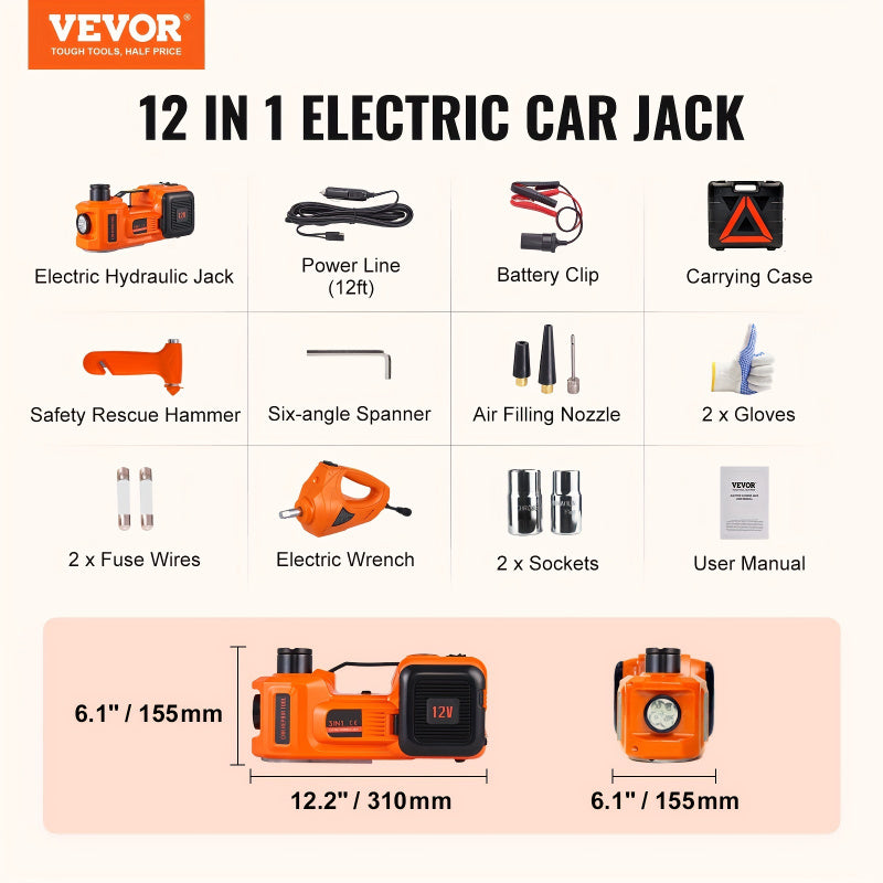 Electric Portable 5 Ton Hydraulic Car Jack Kit